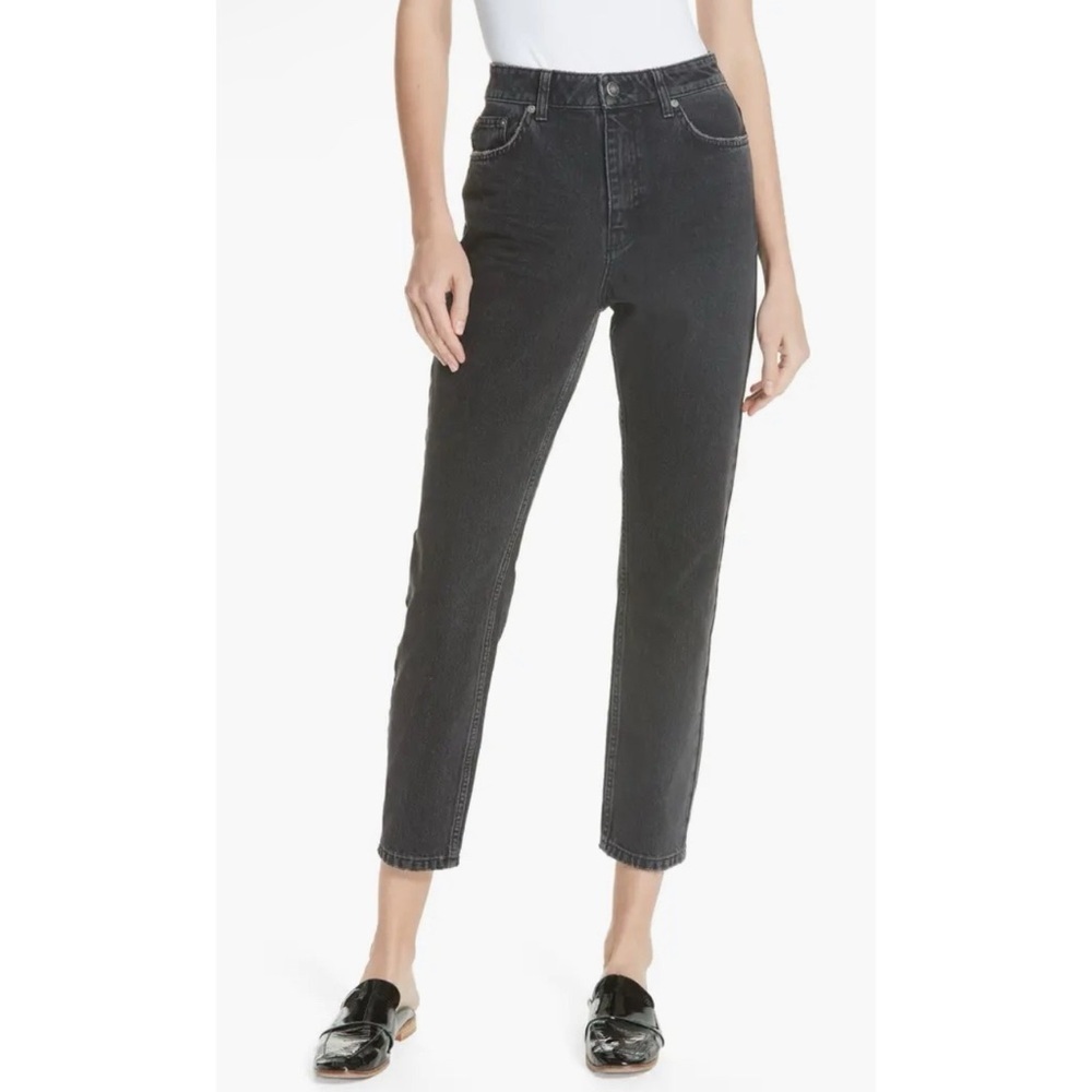 Free People We the Free Mom Jeans High Rise Black Rigid Cotton Denim Size 25